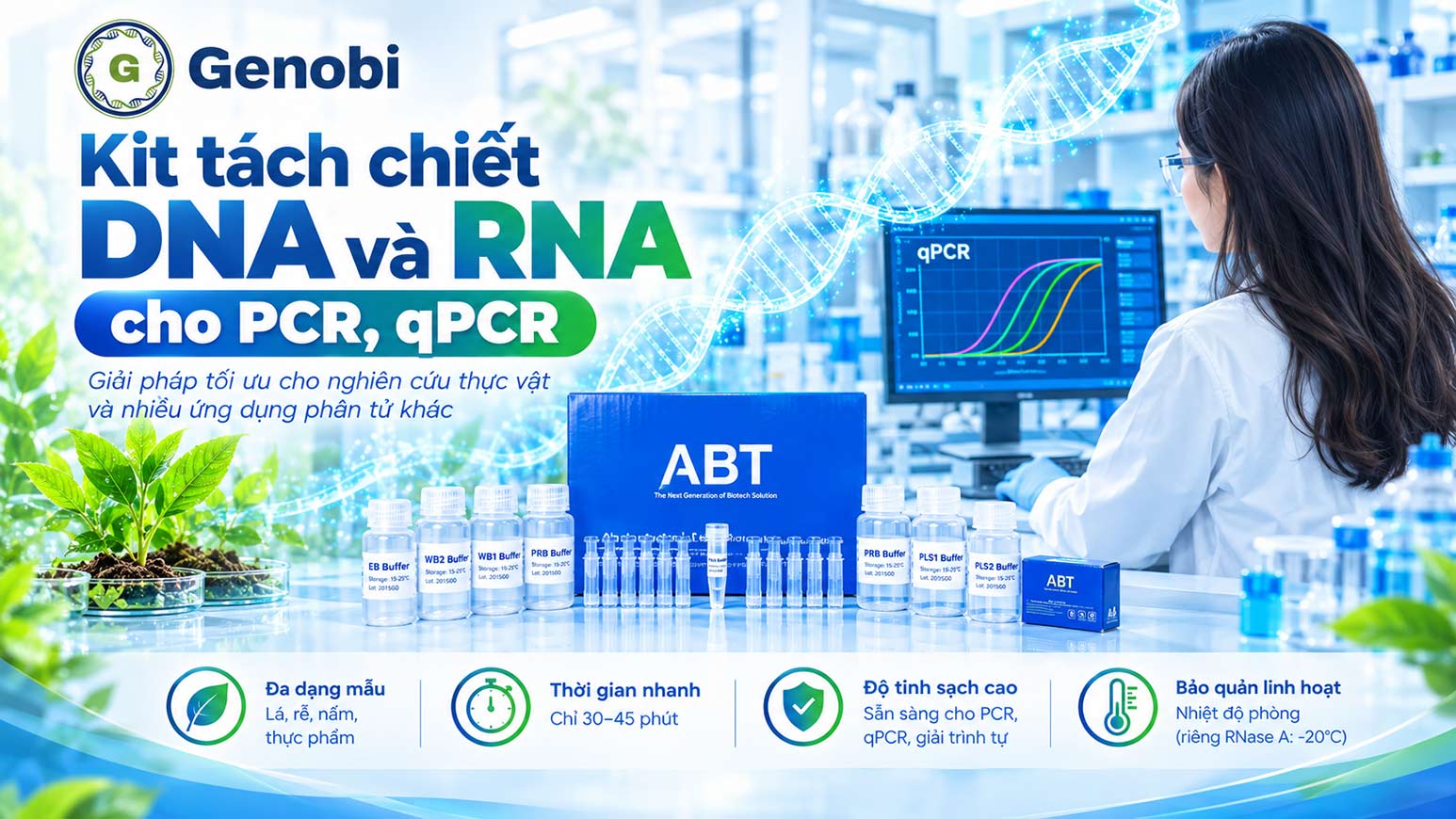 Kit tách chiết DNA/RNA thực vật cho PCR, qPCR